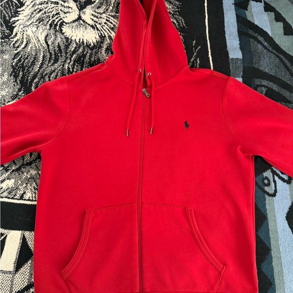 Polo Ralph Lauren Other - Polo Ralph Lauren Performance Double Knit Cherry Red Zip-Up Hoodie